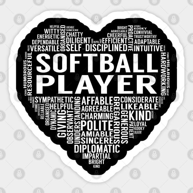 Softball Player Heart Sticker by LotusTee